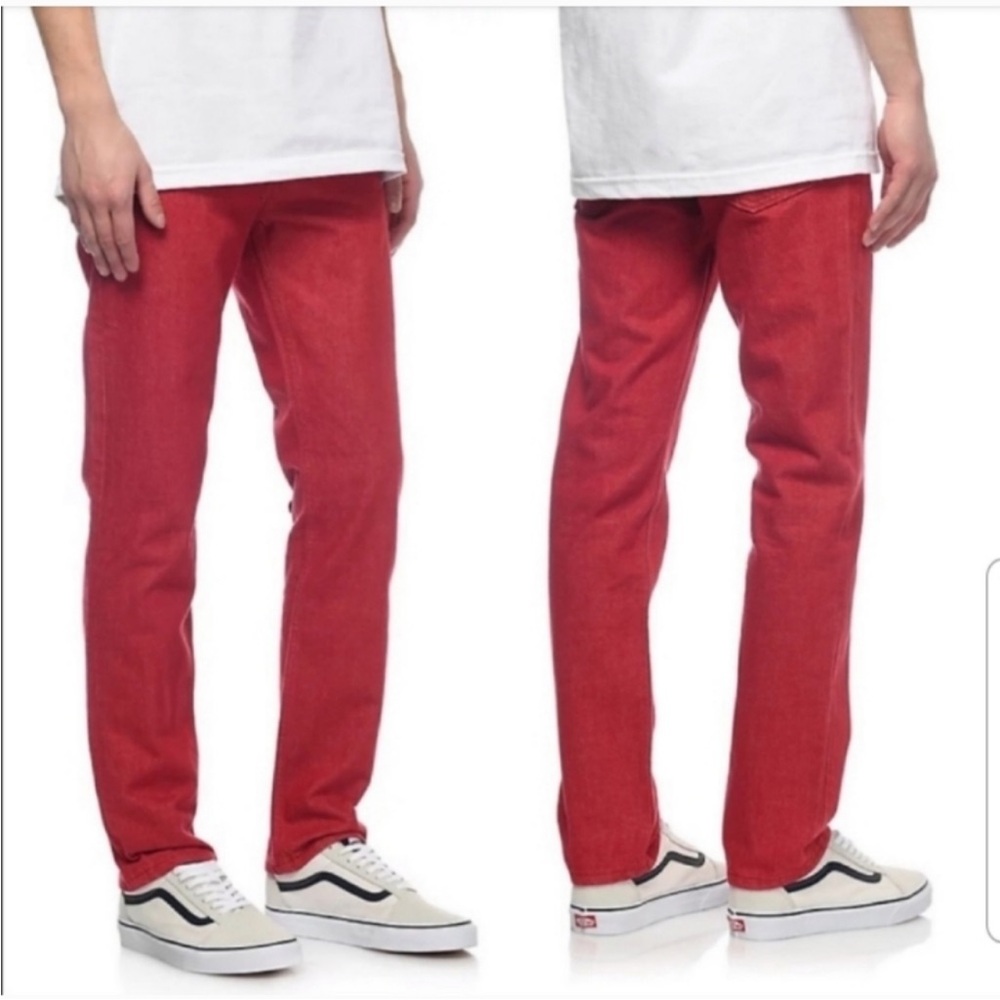 Levi's Mens 511 Jeans Size 33x32 Red Denim Stretch Mid-Rise Slim fit streetwear